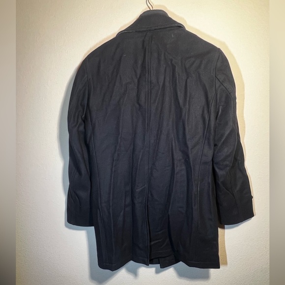 Banana Republic Black Coat Italian Wool Blend Emmetex Long Trench Jacket Men’s S - Picture 8 of 12